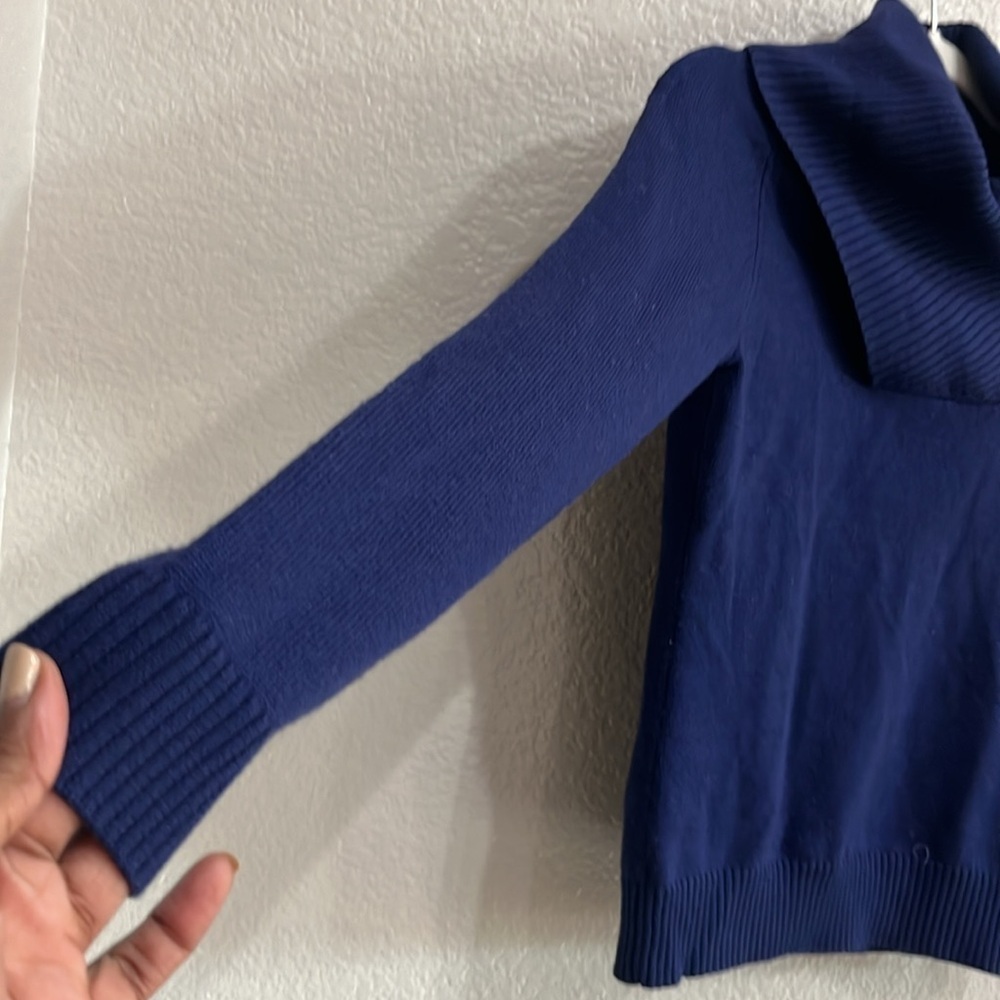 Ports 1961 Women’s Blue Long Sleeve Cowl neck Sweater Size Medium Wool - Picture 4 of 11
